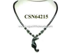 Hematite Sea Horse Pendant Beads Stone Chain Choker Fashion Women Necklace